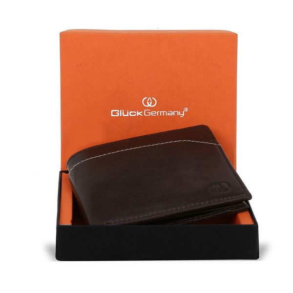 Picture of Premium Leather Gents Wallet (Brown Color) Orange Box