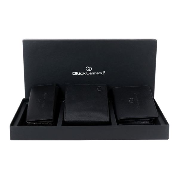 Picture of PU Combo Set (Gents Wallet +Card holder+KeyPouch) black color, BLACK BOX